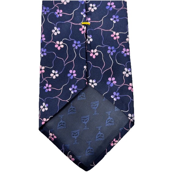 Dion Signature Men’s Blue Floral 100% Hand Crafted Silk Neck Tie  57.5" x 4" - Picture 4 of 8